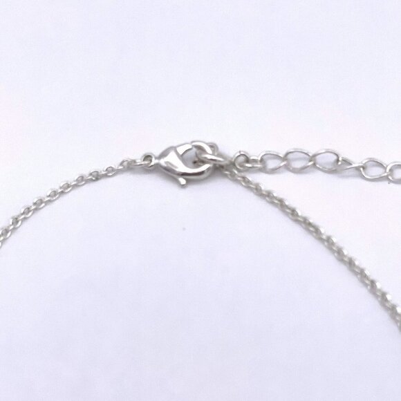 NRT Silver Tone Heart Pendant Rhinestone Chain Necklace Adjustable 17in to 20in - Picture 3 of 5